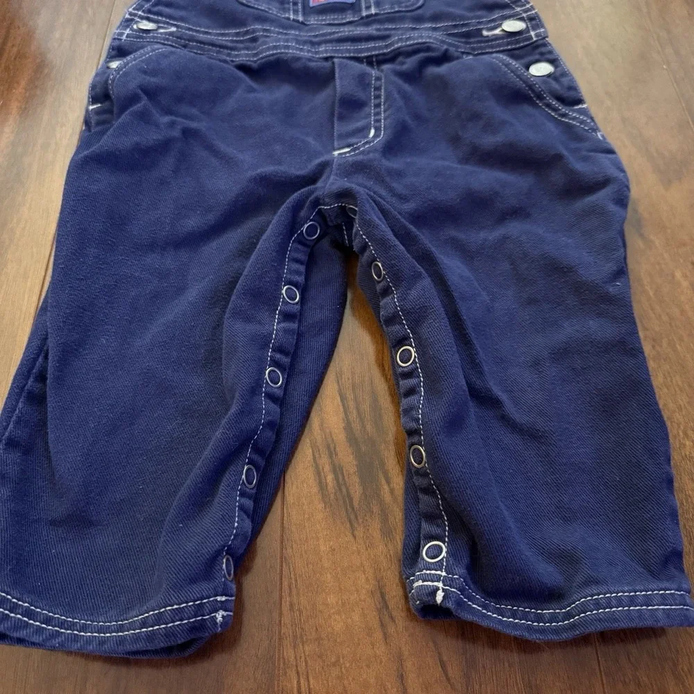 Vintage Gymboree Lighthouse Denim Overalls XS 12–18M Nautical Patch Cotton 90s